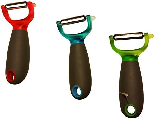 Best Christmas Gifts 2017 - 3 Pack Premium Quality Fruit &amp; Vegetable Peeler with Great Grip Handle (5.5" x 1.75" x 0.5 Red, Apple Green, Aqua) Gift Set
