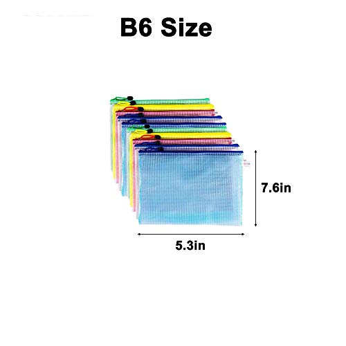 10 Pcs Zipper File Bags, Austark Waterproof PVC Durable Document Bags for School Office Stationery Business Document Receipts Organizer (B6 Mixed Colors)