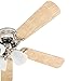Prominence Home Whitley, 42 Inch Traditional Flush Mount Indoor LED Ceiling Fan with Light, Pull Chain, 5 Dual Finish Blades, Reversible Motor - 50863-01 (Satin Nickel), Bright Brass