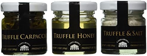 Casina Rossa Truffles Trio Pack: Black Dried Truffles - Truffle &amp; Salt - Truffled Accacia Honey - 3 x 1 oz.