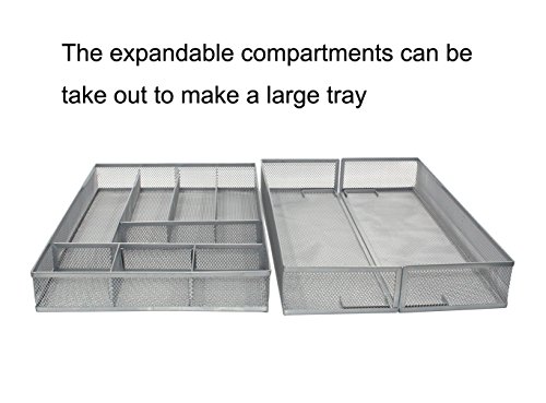 ESYLIFE Expandable Kitchen Drawer Silverware Utensils Organizer Mesh Cutlery Tray, 8-10 Compartments