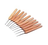 Ostart Set of 10 Sizes 5'' (13.5cm) Bamboo Wood and Metal Knit Crochet Hooks Knitting Needles Kits(0.75mm - 3.5mm)