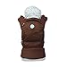 Mo+m Ergonomic Baby Sling Carrier w/ Mesh Cooling Vent, Hood & Pockets (Chocolate Brown)