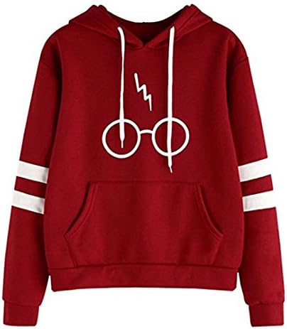 Gavemenget Autumn Women Harry Potter Laser Glasses Print Hooded Sweatshirt Ladies Hoody Pullover Blouse Long Sleeve Tops Hoodie Jumper Sportswear