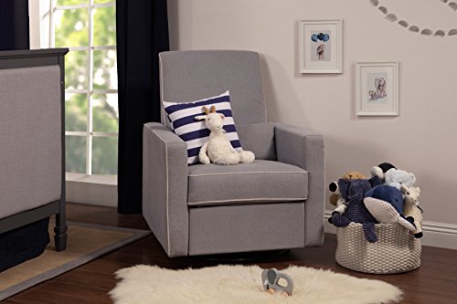 DaVinci Piper All-Purpose Upholstered Recliner with Cream Piping, Grey Finish