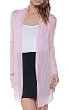 A.S Sheer Rayon Jersey Draped Open Front Long Sleeve Cardigan
