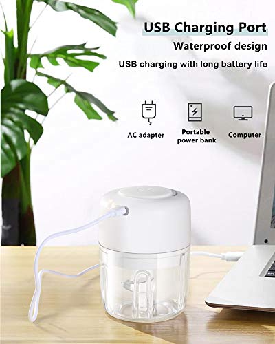 Wireless Electric Small Food Processor, Mini Food Choppers For Garlic Veggie Vegetables fruit,Salad Mincing & Puree,Kitchen,1 Cup 8 0z,BPA free,White
