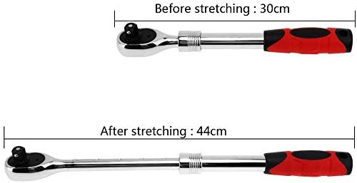 Flexible Ratchet Wrench Spanner 1/4" 3/8" 1/2" Cr-V Steel Torque Steel 72 Teeth Universal Vehicle Socket Wrench Kit 1-2