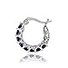 Sterling Silver Genuine, Created or Simulated Gemstone Small Round Huggie Hoop Earrings