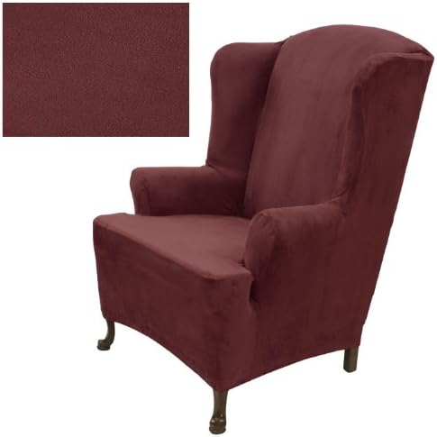 Stretch Suede Merlot Wing Chair Cover 733
