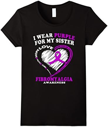 Women's Fibromyalgia Awareness Shirt - I Wear Purple For My Sister Medium Black