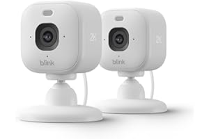 Blink Mini 2K+ (newest model) – Plug-in Home & Pet Security Camera with 2K video resolution, color night vision, enhanced audio, motion detection – 2 cameras (White)