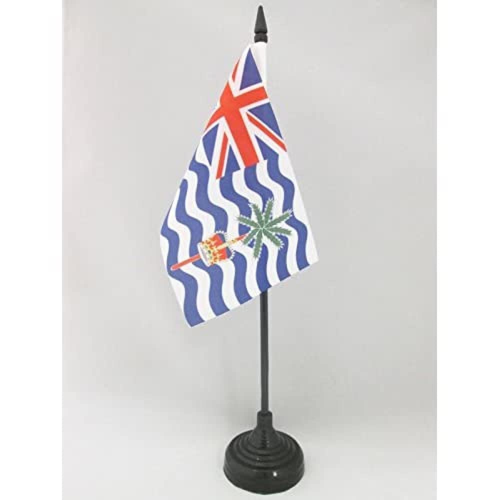 AZ FLAG - British Indian Ocean Territory Table Flag 4'' x 6'' - british Office Mini Banner 100% Polyester 15 x 10 cm - Mini Desk Flag with 10'' Pole and Black Plastic Base