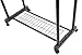 Finnhomy Double Rail Adjustable Rolling Garment Rack with Wire Net at Bottom for Shoes, Metal Hanging Clothes Rack, Free Standing Portable Drying Rack on Wheels, Chrome and Black Finish