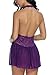 Avidlove Women Lingerie Halter Babydoll Double Bowknot Chemise Purple L