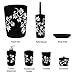 Blue Donuts Bathroom Accessories Set Complete, Toilet Brush and Holder, Trash Can, Toothbrush Holder, Black, 7 Pieces