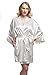 Women's Bride Bridesmaid Robes Short Kimono Robe Dressing Gown for wedding, White, M