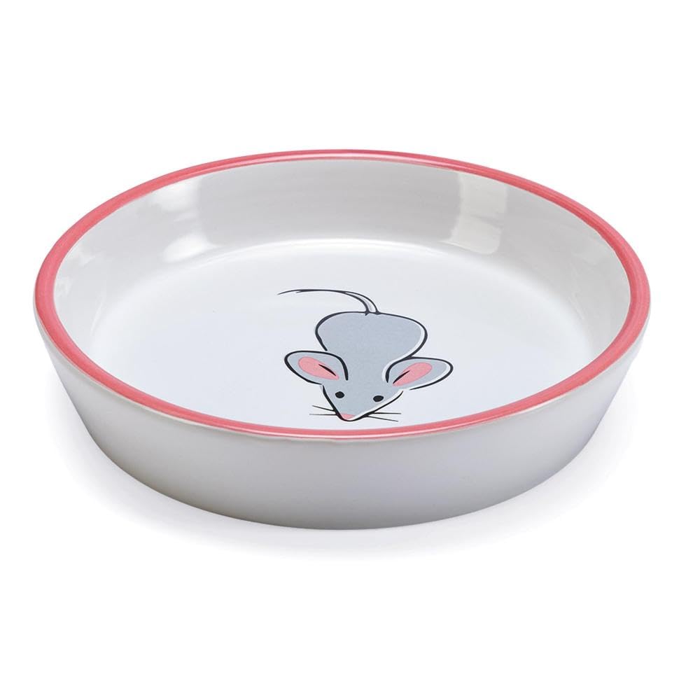 Karlie Hand Painted Curry Mouse Cartoon First Class Pottery Cat Dish, 16 cm/ 200 ml
