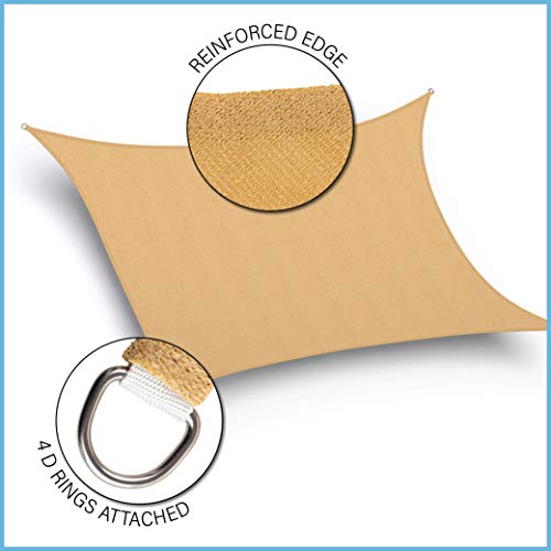 Homeries Sun Shade 185gsm (10x13)' - Rectangular Heavy Duty Sail Canopy - Premium UV Block Sunshade Cover for Patio, Backyard, Deck, Porch, Outdoor Activities