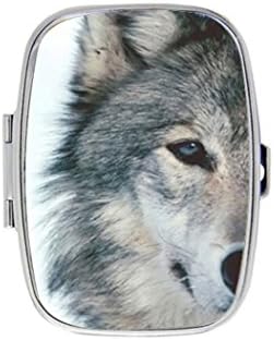 North Snow Wolf print Custom Fashion Square Pill Box Medicine Tablet Holder Organizer Case for Pocket or Purse
