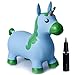 Kiddie Play Horse Hopper Unicorn Inflatable Ride On Bouncy Animal Hoppity Hop Toy for Kids (Pump Included)