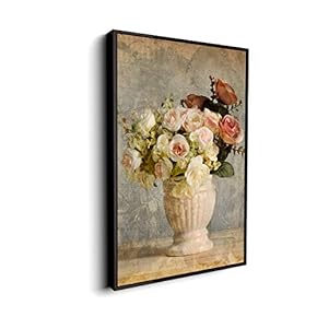 Canvas Wall Art for Living Room, Bedroom Vintage Flower Framed Canvas Prints for Home Decoration Ready to Hang - 16"x24" inches