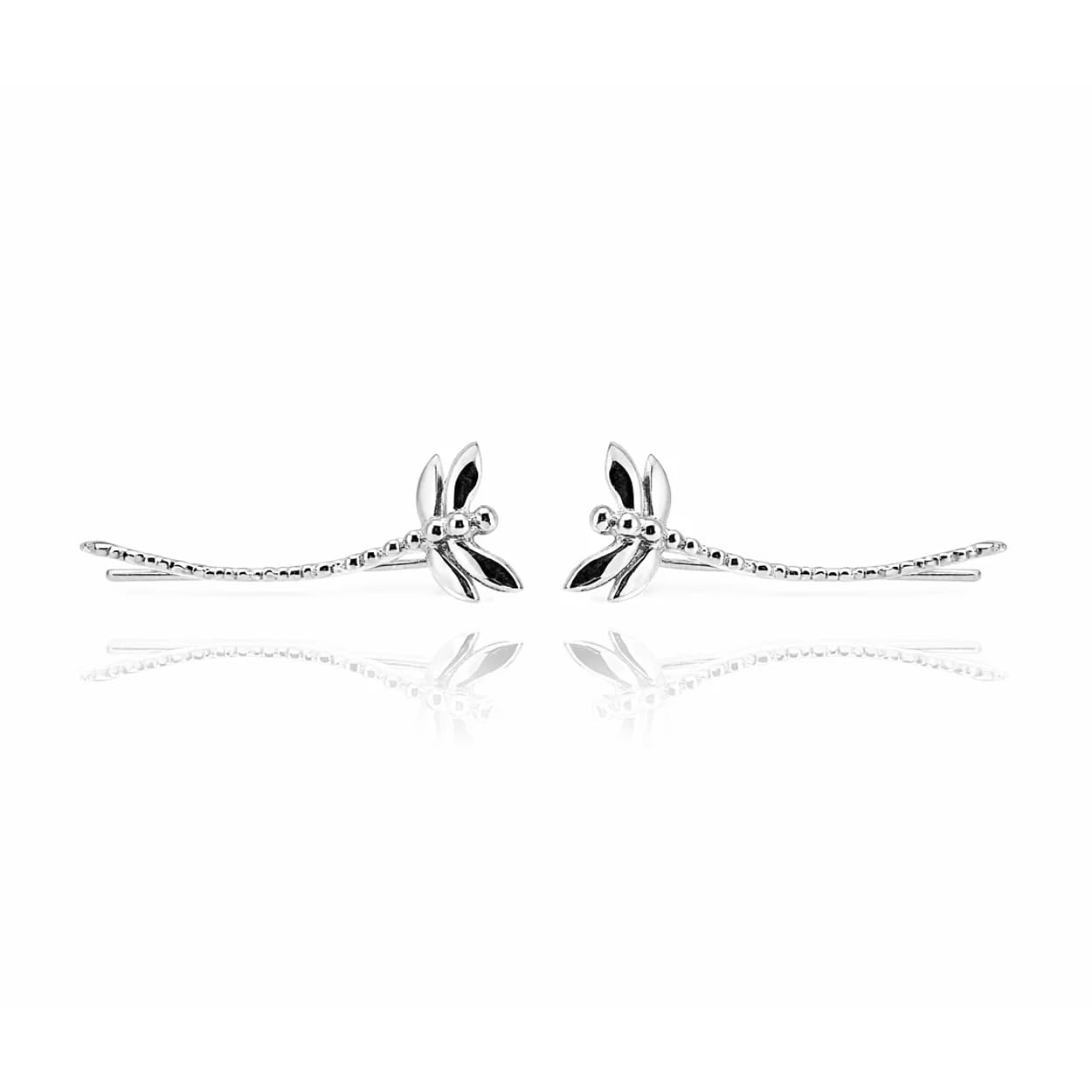 Sovats Dragonfly Earring For Women 925 Sterling Silver Rhodium Plated - Simple, Stylish Climber Earrings&Trendy Nickel Free Earring