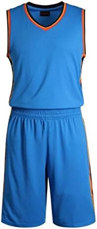 PerPor Child Sportswear Set Basketball Training Tank Top Jersey and Shorts Suit Youth Blue M