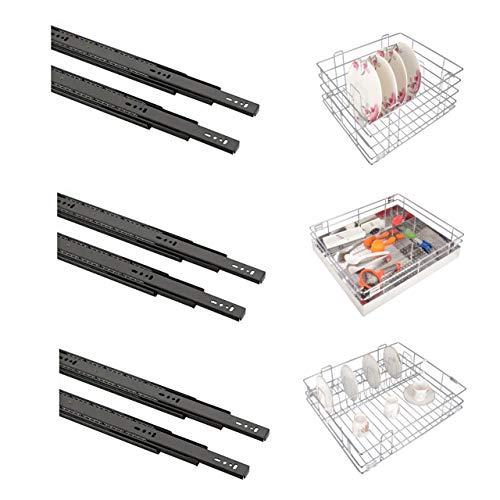 KYC SET OF 3 Stainless Steel Modular Kitchen Cabinet Storage Drawer Basket with Channel Slide and Accessories (18x20 inch)