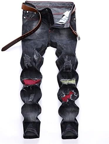 WSSBK Mens Elastic Skinny Motorcycle Jeans Distressed Slim Biker