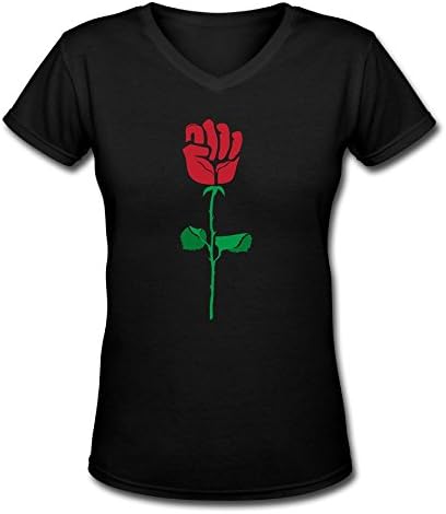 FITaway Hand Holding Red Rose Illustration Gift Design T-Shirt For Women's