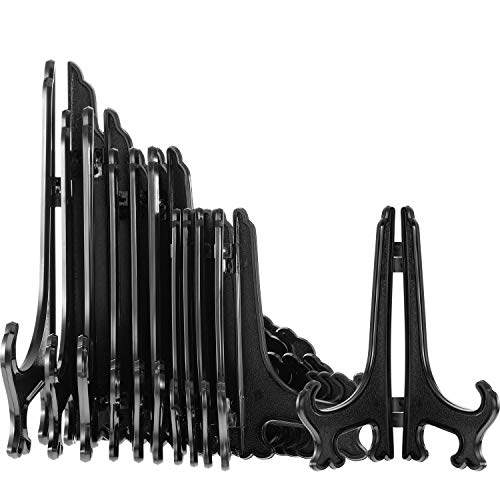 Hestya 10 Pieces Black Plastic Easel Plate Stands Holders Picture Easel 5/6/ 7/8 Inches