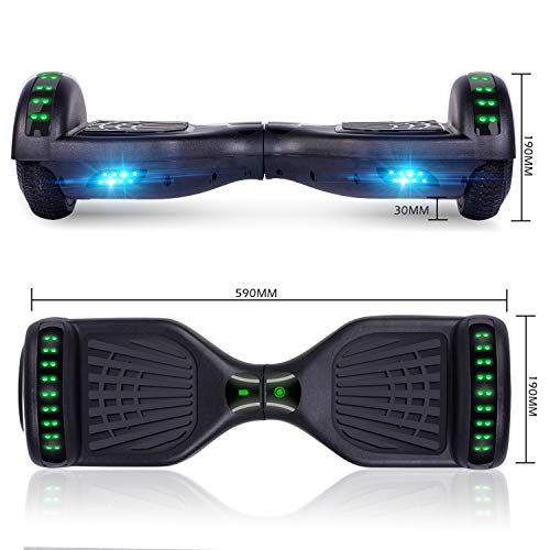 Felimoda 6.5" inch Two Wheels Electric Smart Self Balancing Scooter Hoverboard with Wireless Speaker LED Light-UL 2272 Certified for Kids Gift and Adult,Black