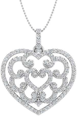 1 2カラットダイヤモンドハートペンダントネックレス チープ 14kゴールド シルバーチェーン付属 Igi認定