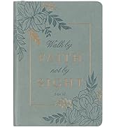 Classic Faux Leather Journal Walk by Faith 2 Cor. 5:7 Powder Blue Floral Inspirational Notebook, ...