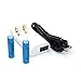 Yueling@ 2Pcs 1200mah 3.7V 14500 Rechargeable Blue Li-Ion Battery for Torch Flashlight with Dual Travel Charger