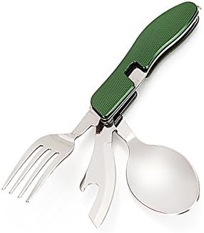 4-In-1 Camping Utensil Fork Spoon Knife and Bottle Opener Set, Stainless Steel Metal , Multi-Tool Camping Tool for Camping Cutlery Set/ Travel /Survival