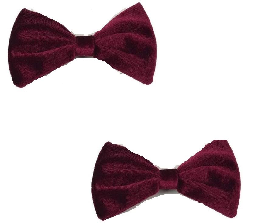 Mytoptrendz® 2 PCS Velvet Hair Bow Clip On French Style Automatic Barrette Clasp Hair Clip Girls Ladies Classic Hair Accessories((Burgundy 2 pcs)