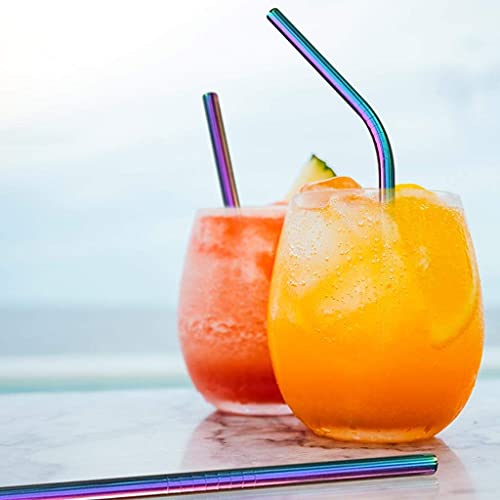 Rainbow Straws Edelstahl Strohhalme bunt, Wiederverwendbare Metall Strohhalme, Kurze und Lange Regenbogen… – Bild 3
