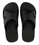 iLoveSIA Men's Athletic Slides Casual Daily Sandals Black US Size 11