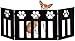 Bundaloo Freestanding Folding Gate | Expandable Wooden Fence for a Small to Medium Pet Dog | Limits Pup's Access to Stairs, Doorways, & Hallways (Black, Paw Print)