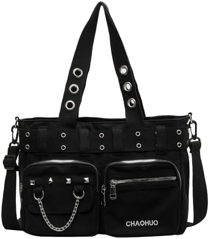 Amazon.com: Lost Queen Rise Up Handcuff Goth Punk Rock Black Tote