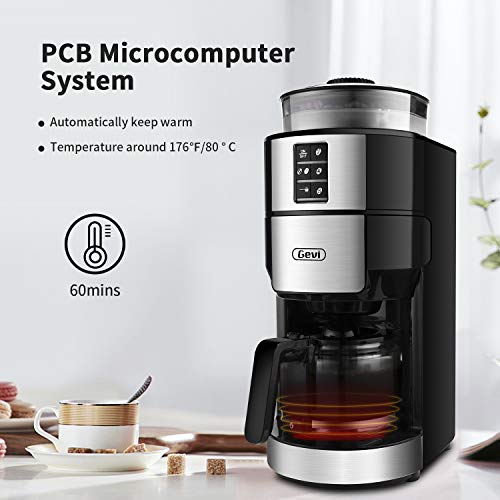10Cup Drip Coffee Maker, Grind and Brew Automatic Coffee Machine with BuiltIn Burr Coffee