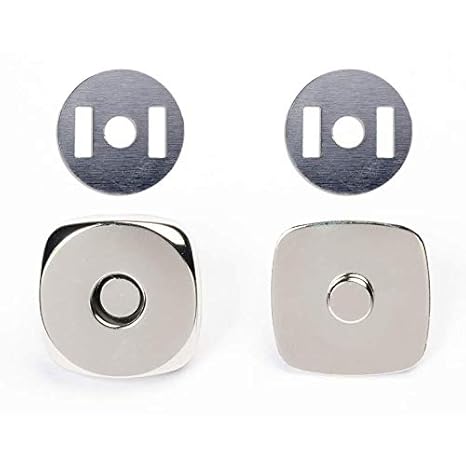 Jajasio Magnetknöpfe für Taschen 14mm, Magnetverschluss quadratisch, 10 Stück/Farbe: #12 silber