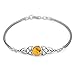 Chuvora Sterling Silver Genuine Amber Stone Celtic Trinity Knot Triquetra Triskelion Trikele Bracelet 8