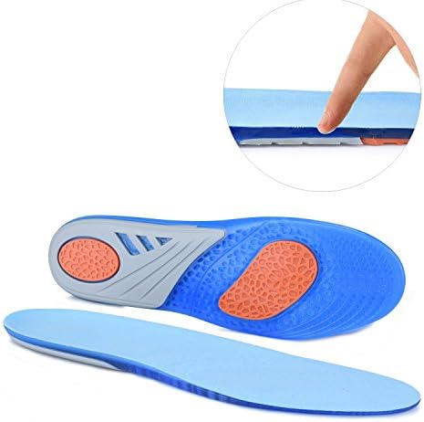 Silicone Insoles Soft Comfortable Breathable Shockproof Insole for Sports Running Hiking Full Size(S)