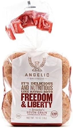 ANGELIC BAKEHOUSE Sprouted 7-Grain Hamburger Bun, 16 Ounce (Pack of 6)