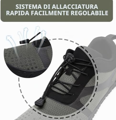 Scarpe Barefoot Minimaliste Uomo Donna Scarpe da Trail Running Outdoor e Indoor Antiscivolo Multisport Scarpe a Piedi Nudi Comode e Leggere Calzature da Escursionismo 42EU Nero/Grigio