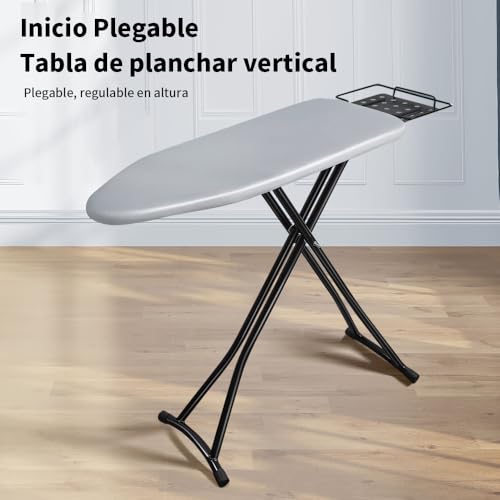 JESWO Burro de Planchar Plegable, 47.2×12.4 Pulgadas Tabla de Planchar, Burro de Planchar Grande Altura Ajustable, Burro de Planchar Closet con Soporte para Tabla de Planchar para Uso Familiar