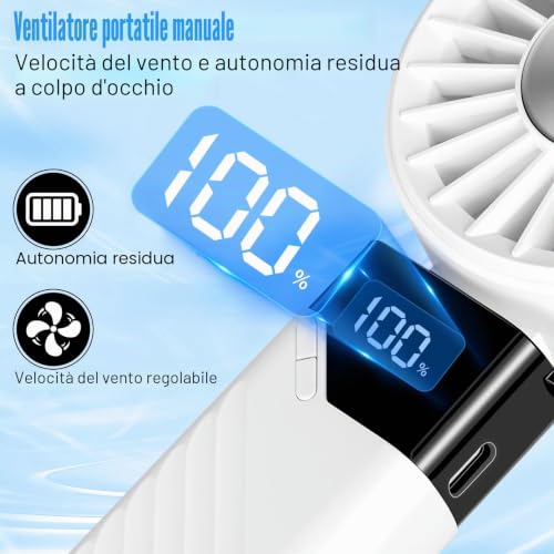 Portable Fan, Quiet Powerful Rechargeable Battery Operated 3 in 1 Mini Fan with 5 Speeds Small Fan USB Table Fan for Travel, Office, Camping